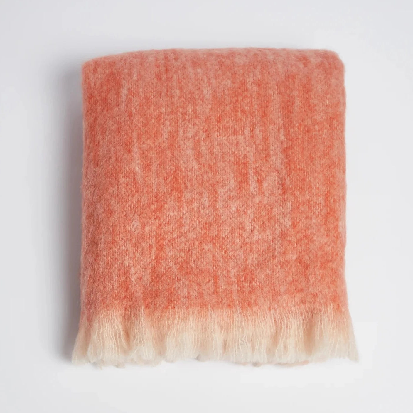 Mohair Throw - Coral and Ivory
