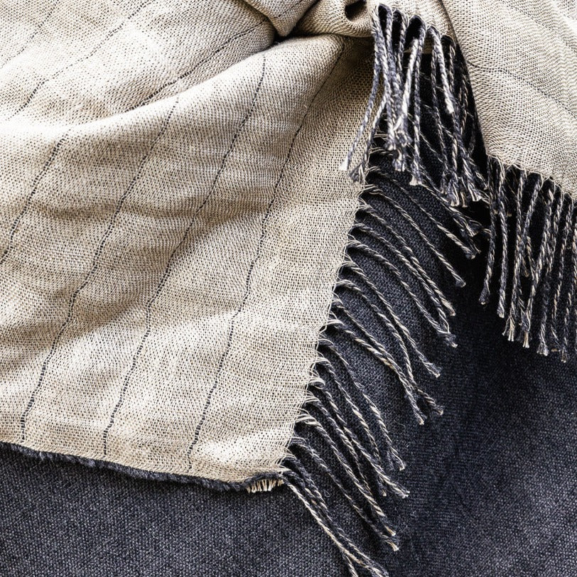 Pure Irish Linen & Merino Lambswool Reversible Throw