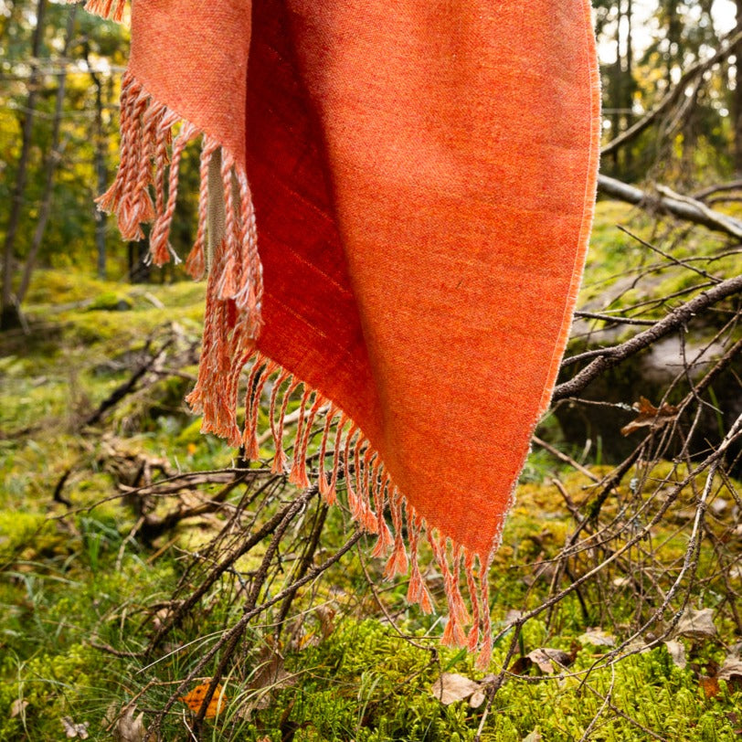 Pure Irish Linen & merino Lambswool Reversible Throw Clementine