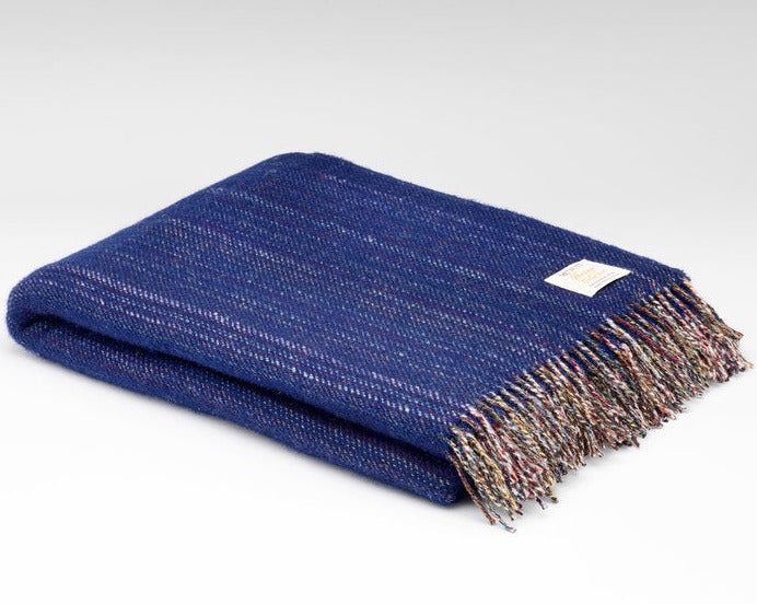 Pure Wool Heritage Tweed Blanket - Royal Blue