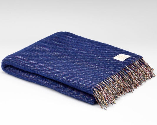 Pure Wool Heritage Tweed Blanket - Royal Blue
